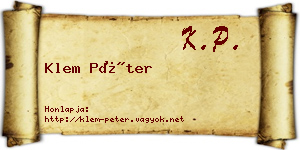 Klem Péter névjegykártya